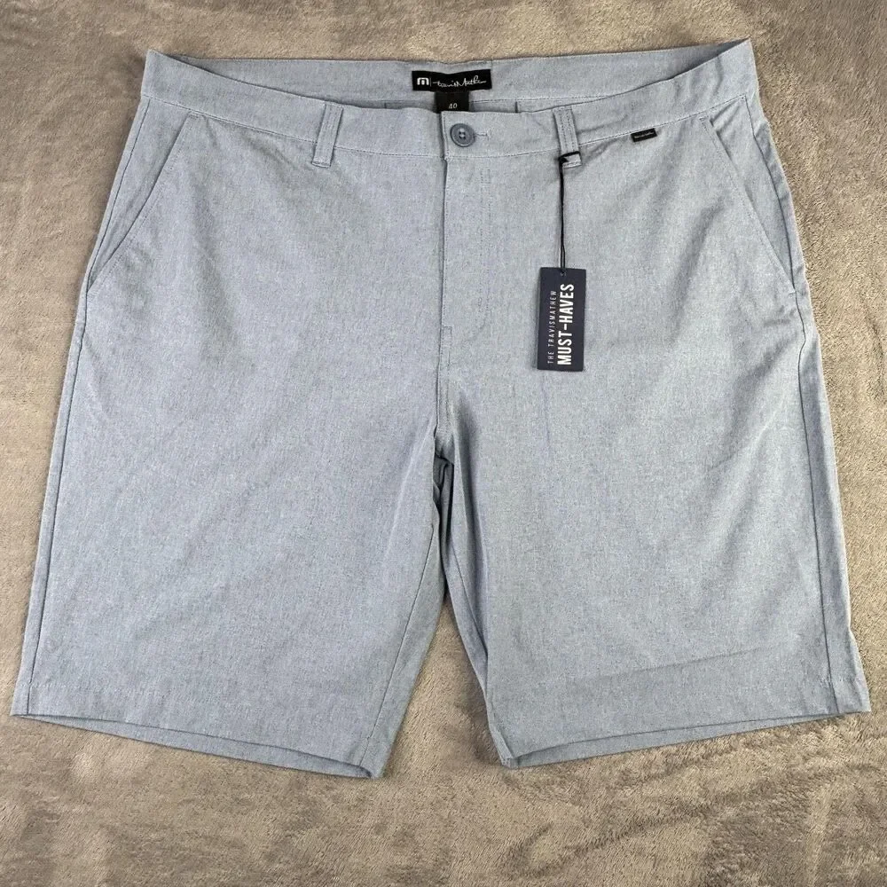 Travis Mathew Shorts Mens 40 Blue Beck Golf Performance‎ Stretch Waistband